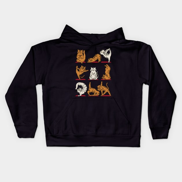 Bengal Tiger Yoga Kids Hoodie by huebucket